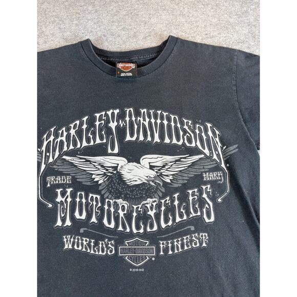 Vintage Y2K Harley Davidson Motorcycles T Shirt Mens Small Black Ozark Lebanon - Picture 2 of 8